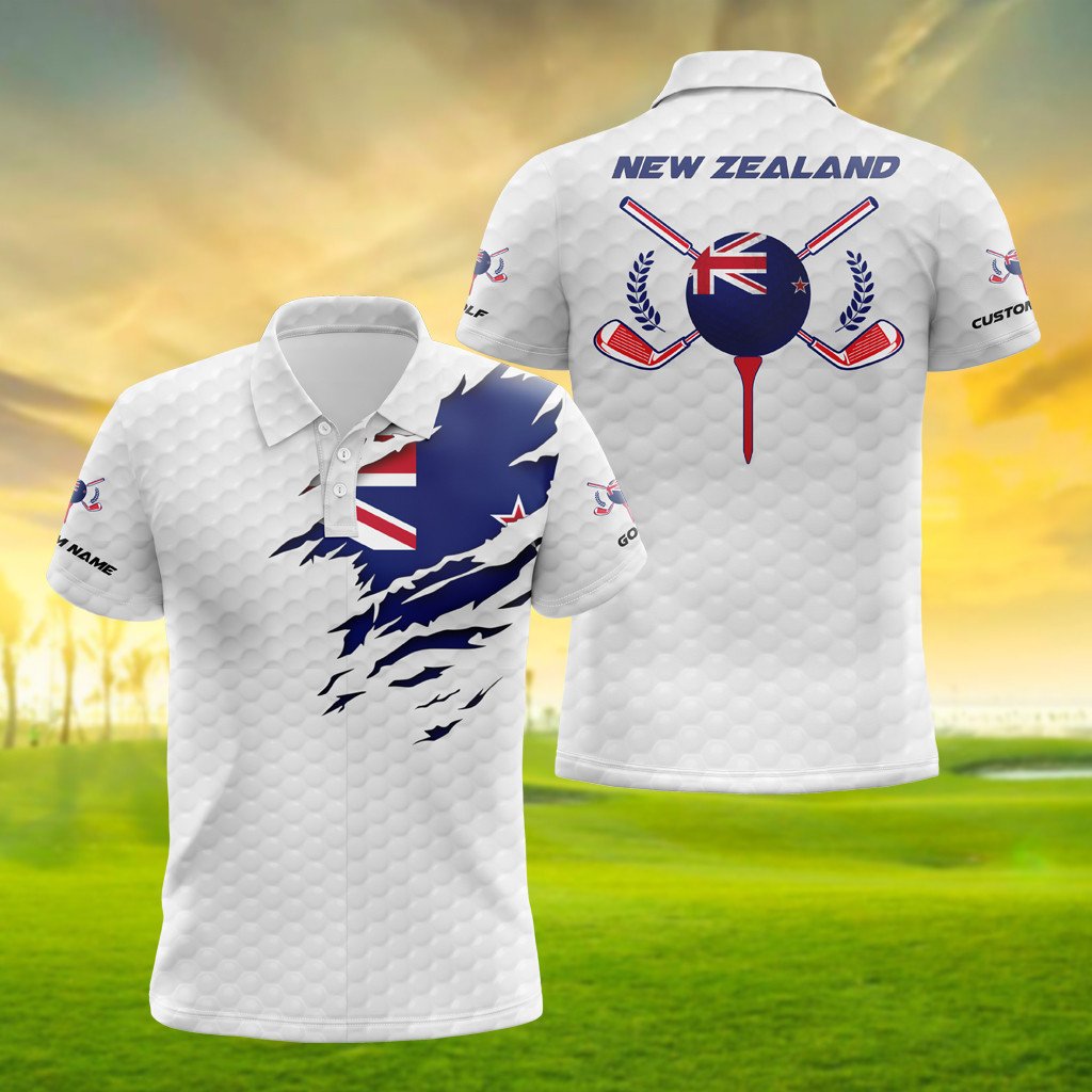 Personalised New Zealand Golf 3D Polo Shirt - AL01
