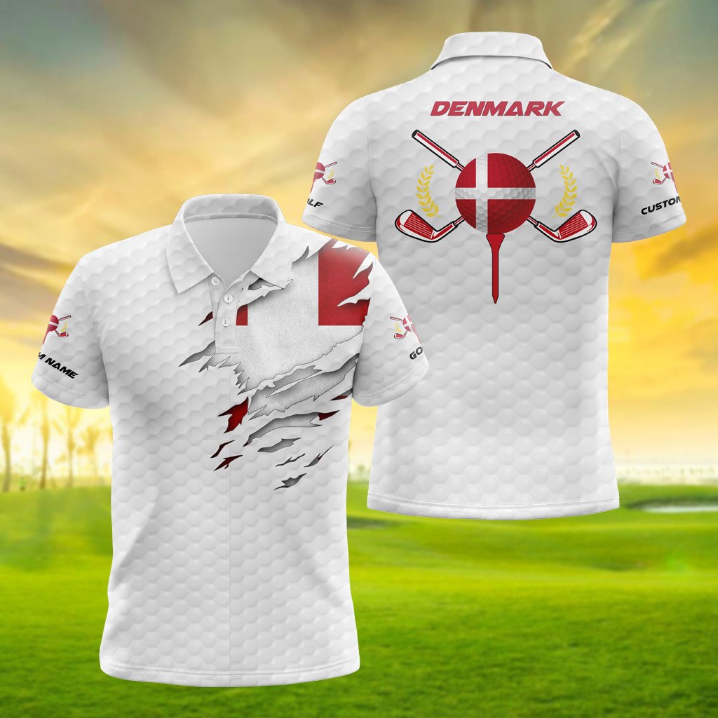 Personalised Denmark Golf 3D Polo Shirt - AL01