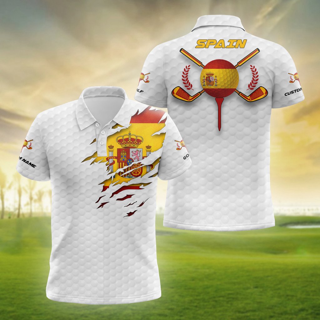 Personalised Spain Golf 3D Polo Shirt - AL01