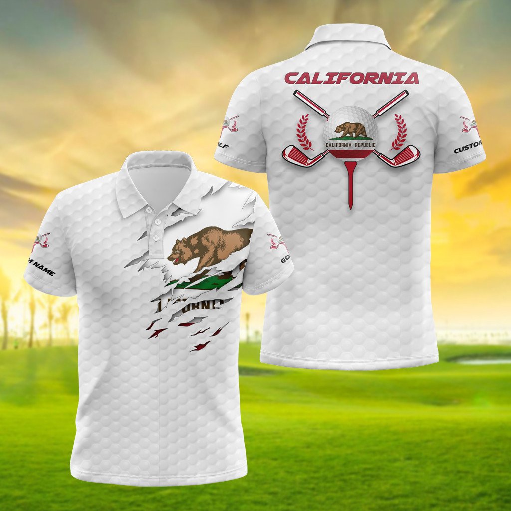 Personalised California Golf 3D Polo Shirt - AL01