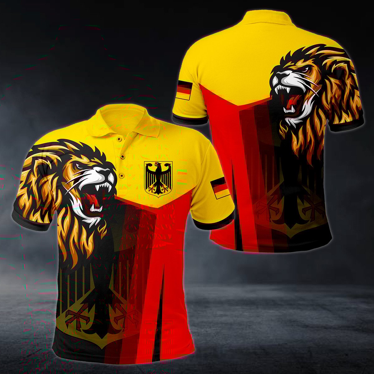Germany Big Coat Of Arms Lion Head Polo Shirt - AL01