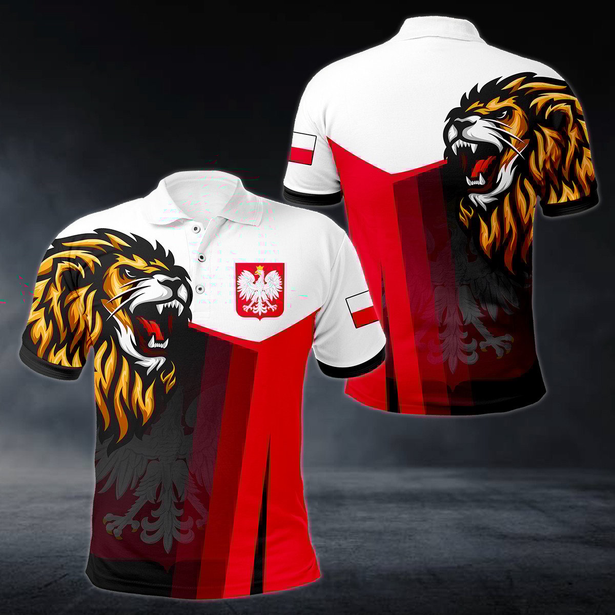 Poland Big Coat Of Arms Lion Head Polo Shirt - AL01