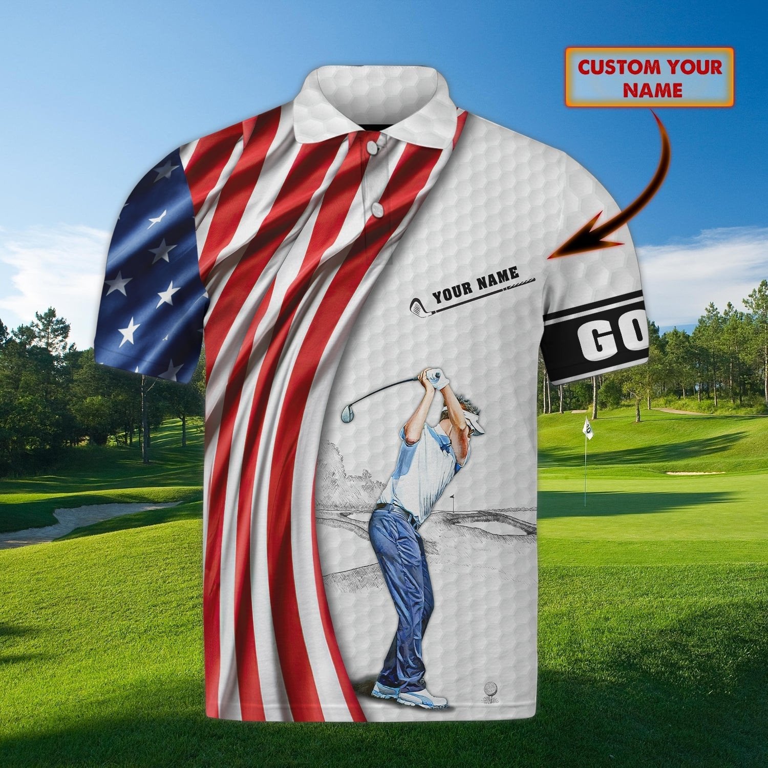 Personalised Golf Printed Unisex Polo Shirt - AL01