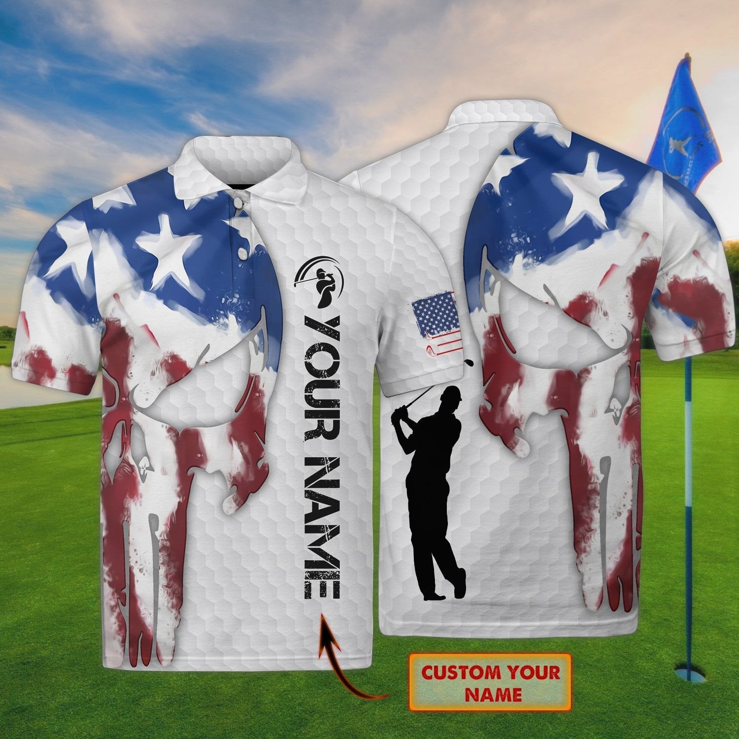 Personalised Golf Skull Unique Polo Shirt - AL01