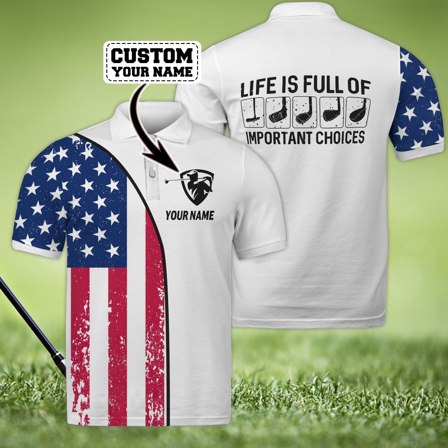 Personalised Golf Printed Polo Shirt - AL01