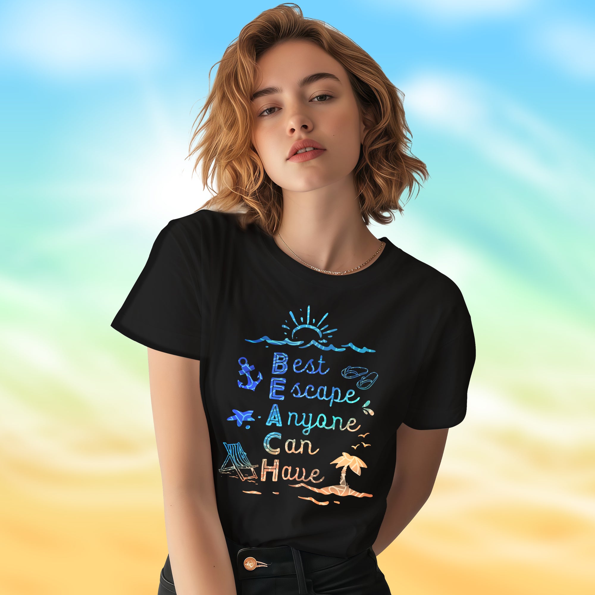 BEACH - Best Escape Anyone Can Have - 2D T-Shirt For Men/Women - TH02