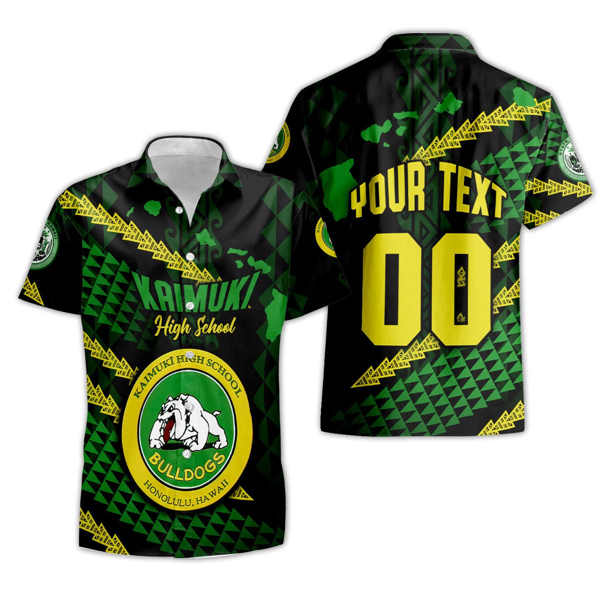 Personalised - Hawaii Kaimuki High School Map Style Hawaiian Shirt Unisex