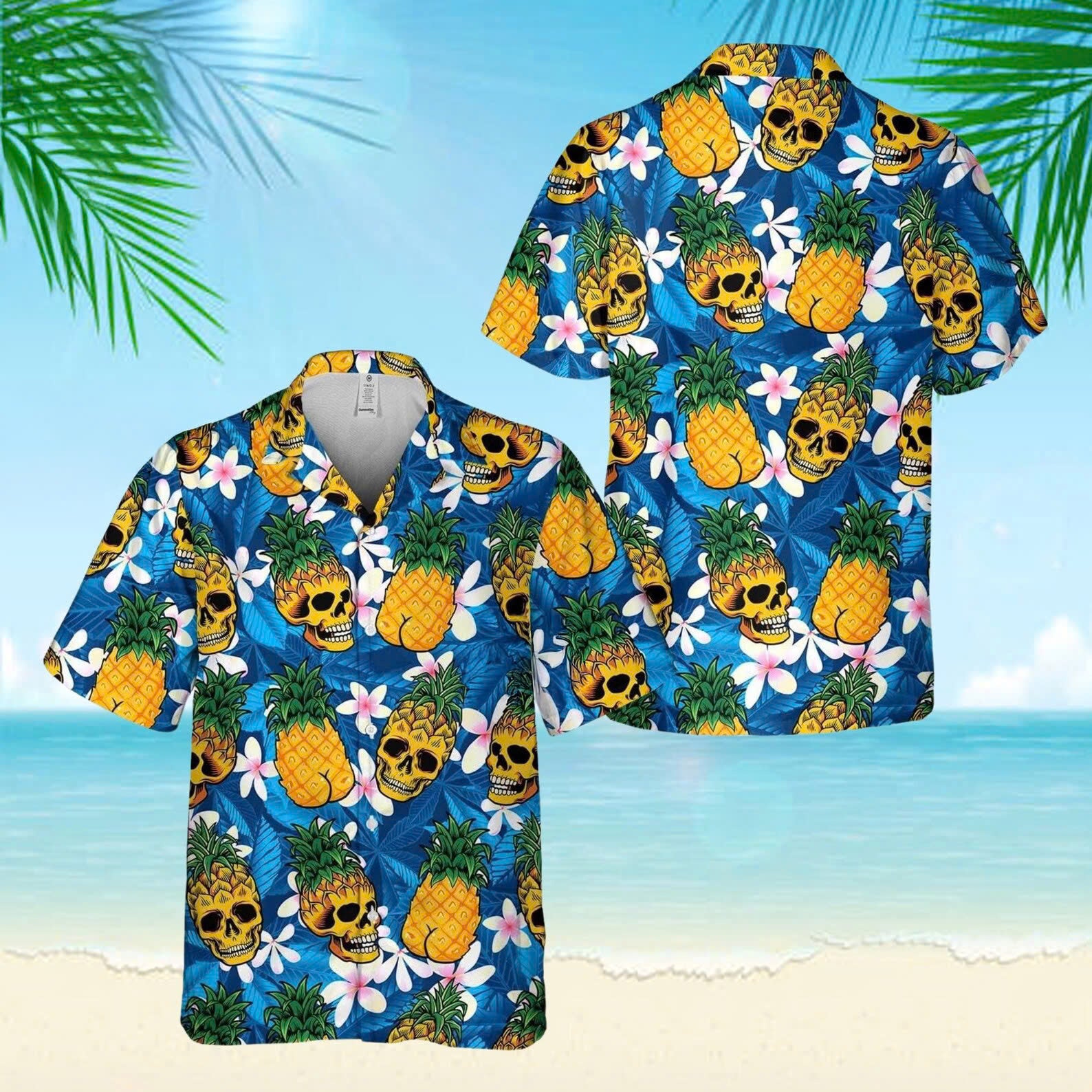 Skull Pineapple Face Hawaiian Shirt For Men/Women