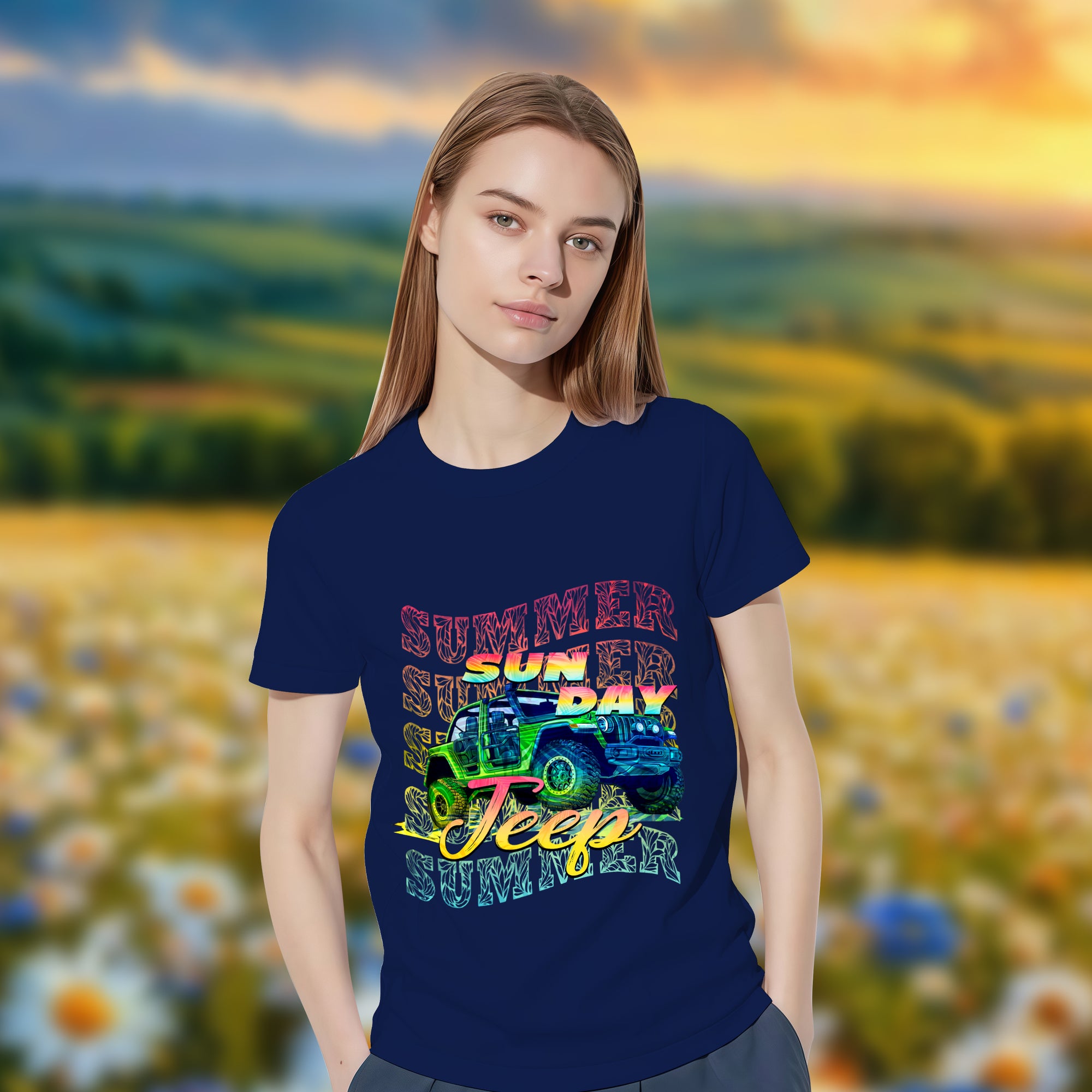 Jeep With Sunday - 2D T-Shirt For Men/Women - TH02