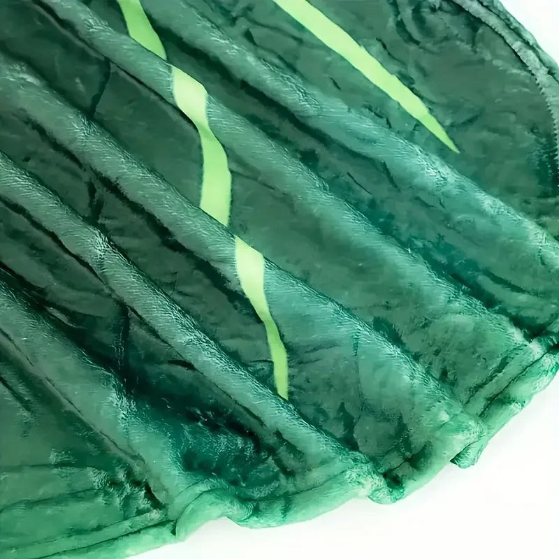 Leaf Shaped Green Flannel Blanket