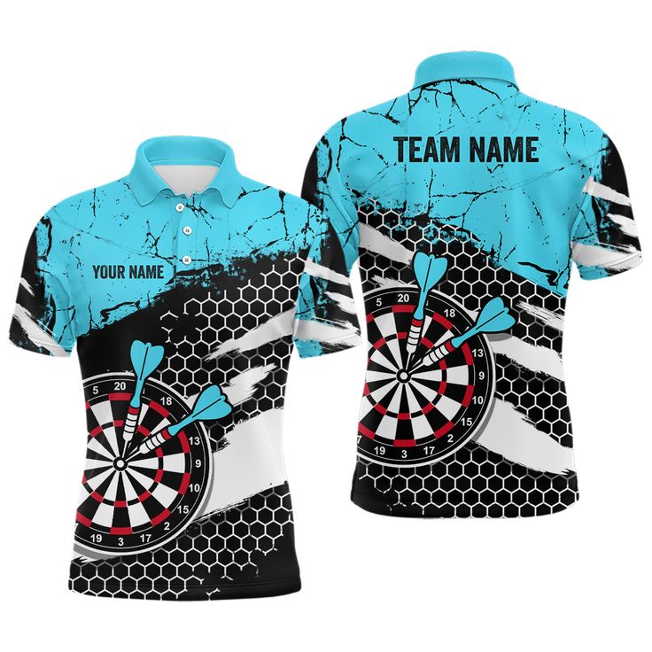 Personalised - Blue Grunnge Hive Pattern Darts For Men/Women