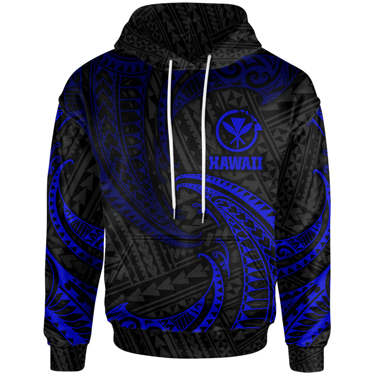 Hawaii Polynesian With Blue Tribal Wave Hoodie For Men/Women