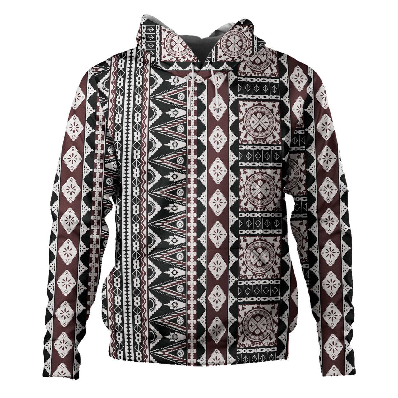 Fiji Bula Fiji Masi Motif Brown Hoodie Unisex