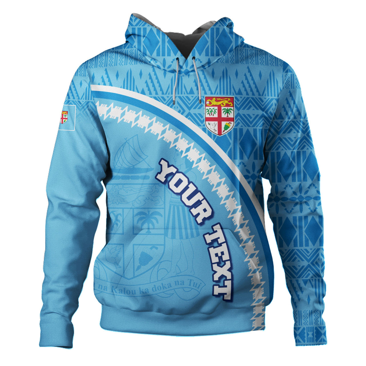 Personalised - Fiji Fijian Masi Patterns Curve Style Hoodie Unisex