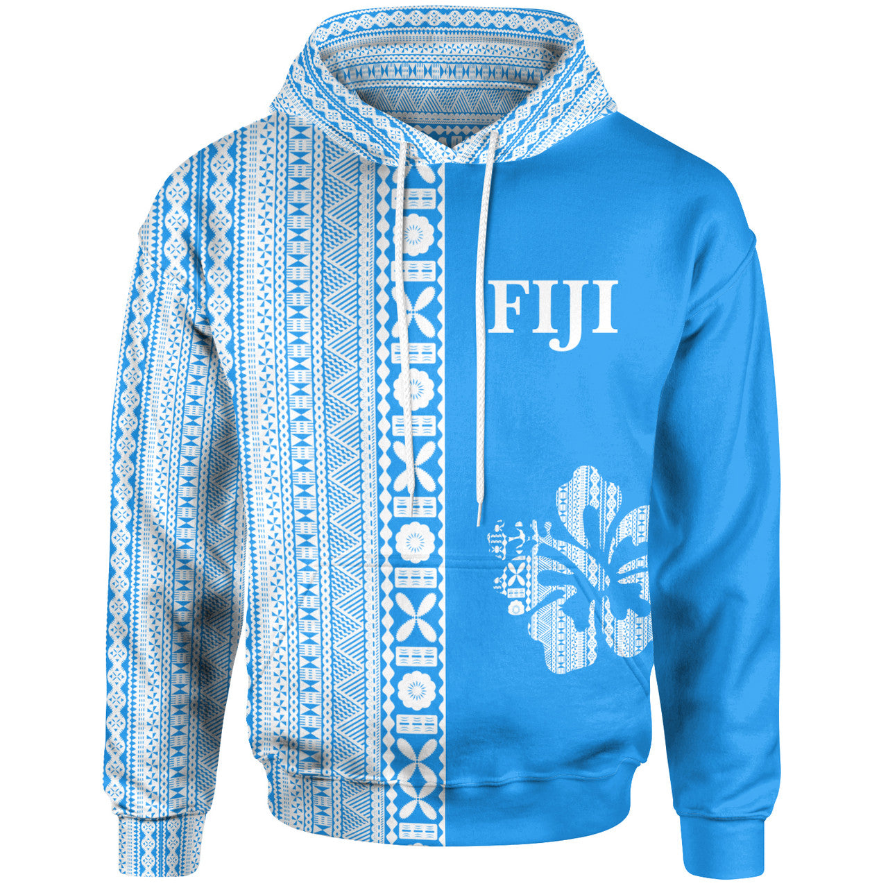 Fiji Hibiscus Tapa Half Hoodie Unisex