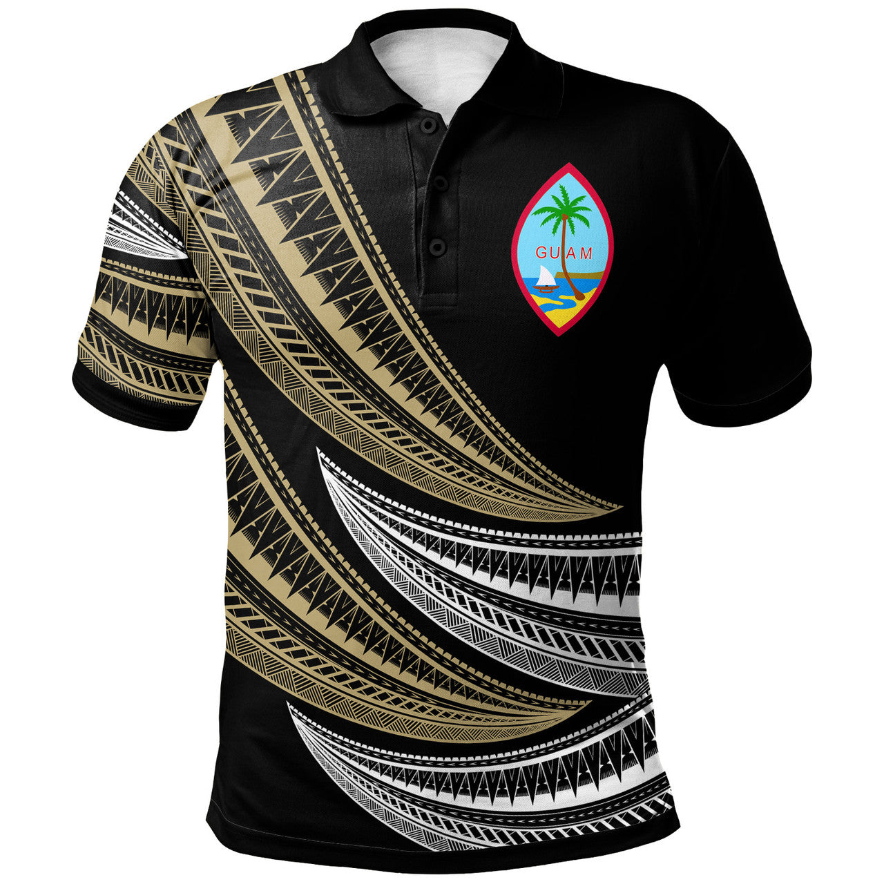 Personalised - Guam Wave Pattern Alternating Polo Shirt Unisex Ver.1