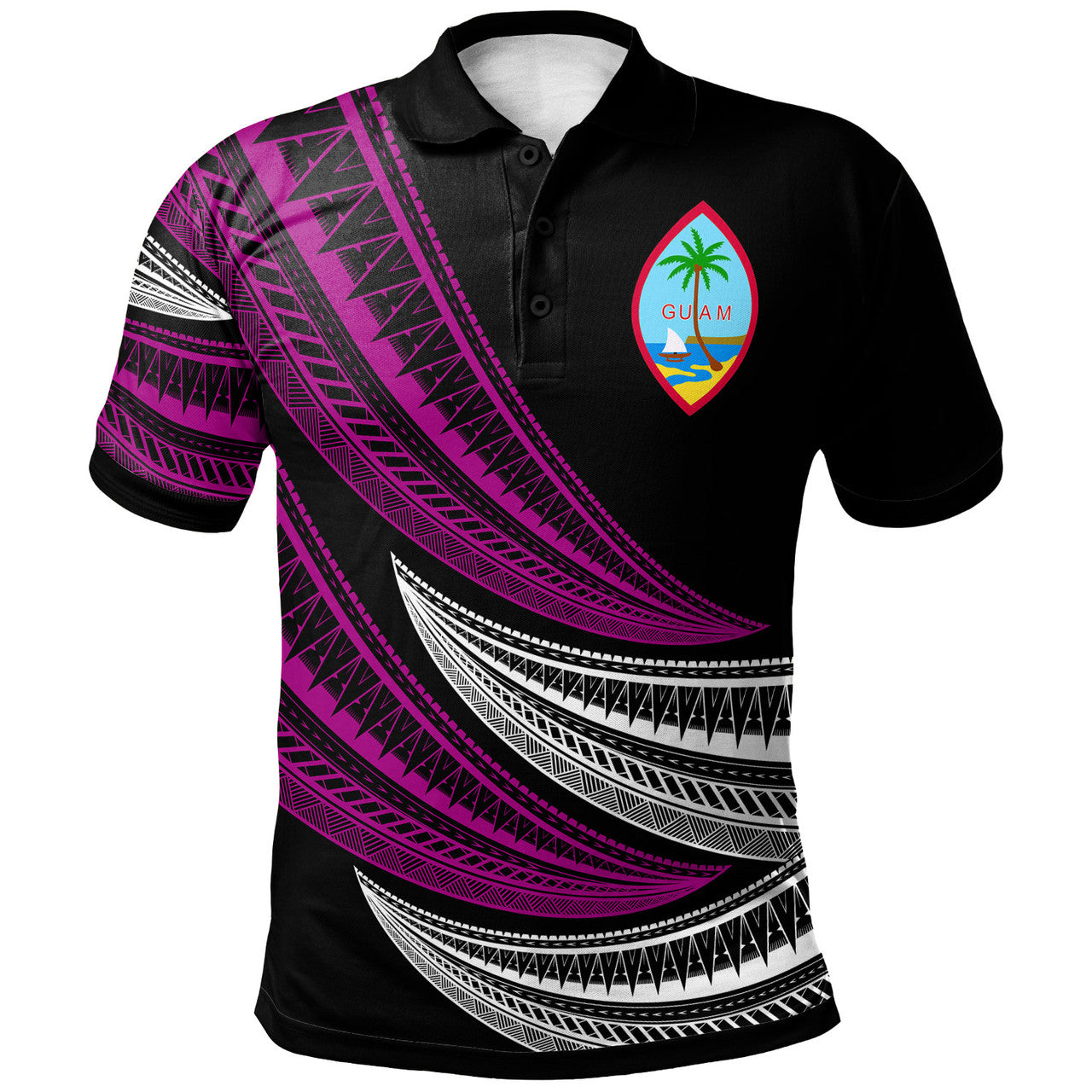 Personalised - Guam Wave Pattern Alternating Polo Shirt Unisex Ver.1