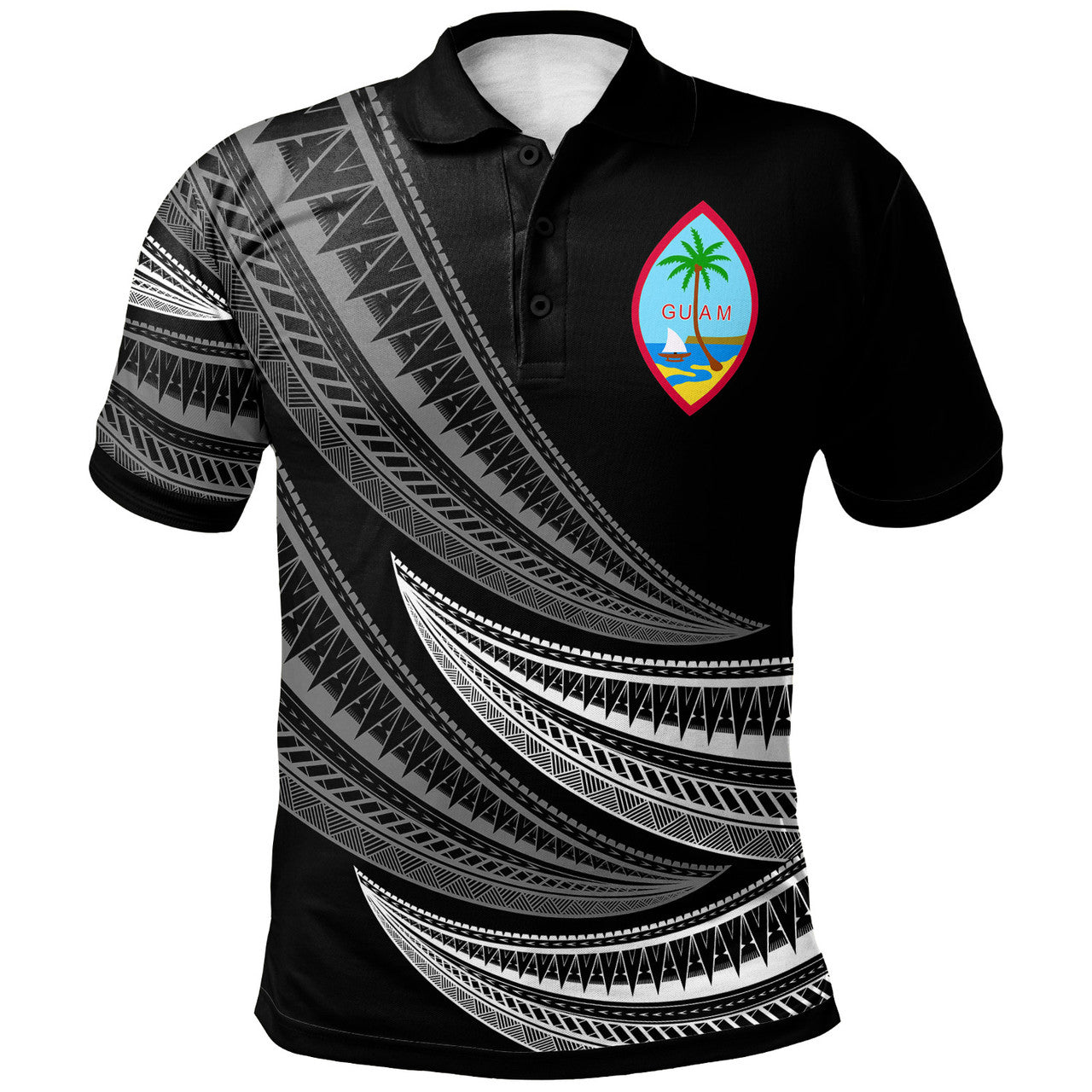 Guam Wave Pattern Alternating Polo Shirt Unisex Ver.2