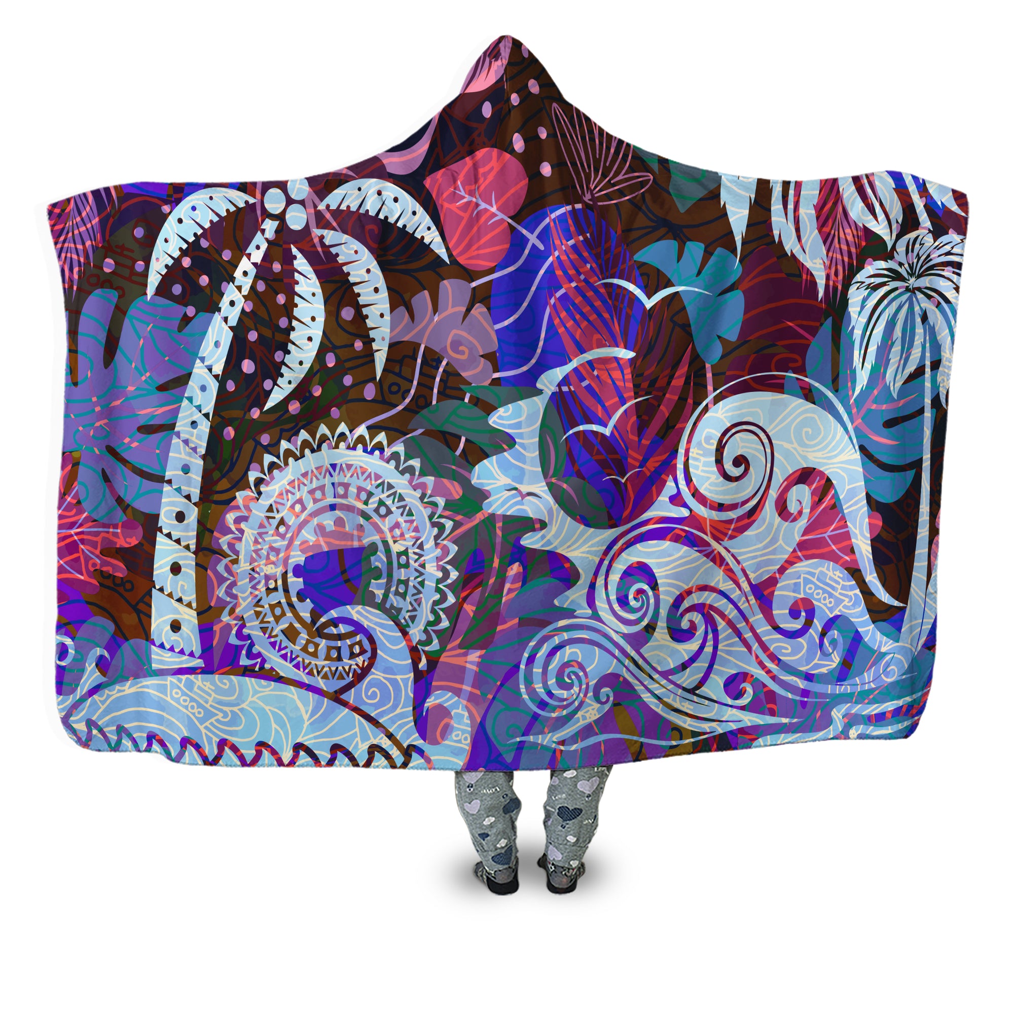 Tropical Waves and Palm Trees Hoodie Blanket For Men/Women - TH02