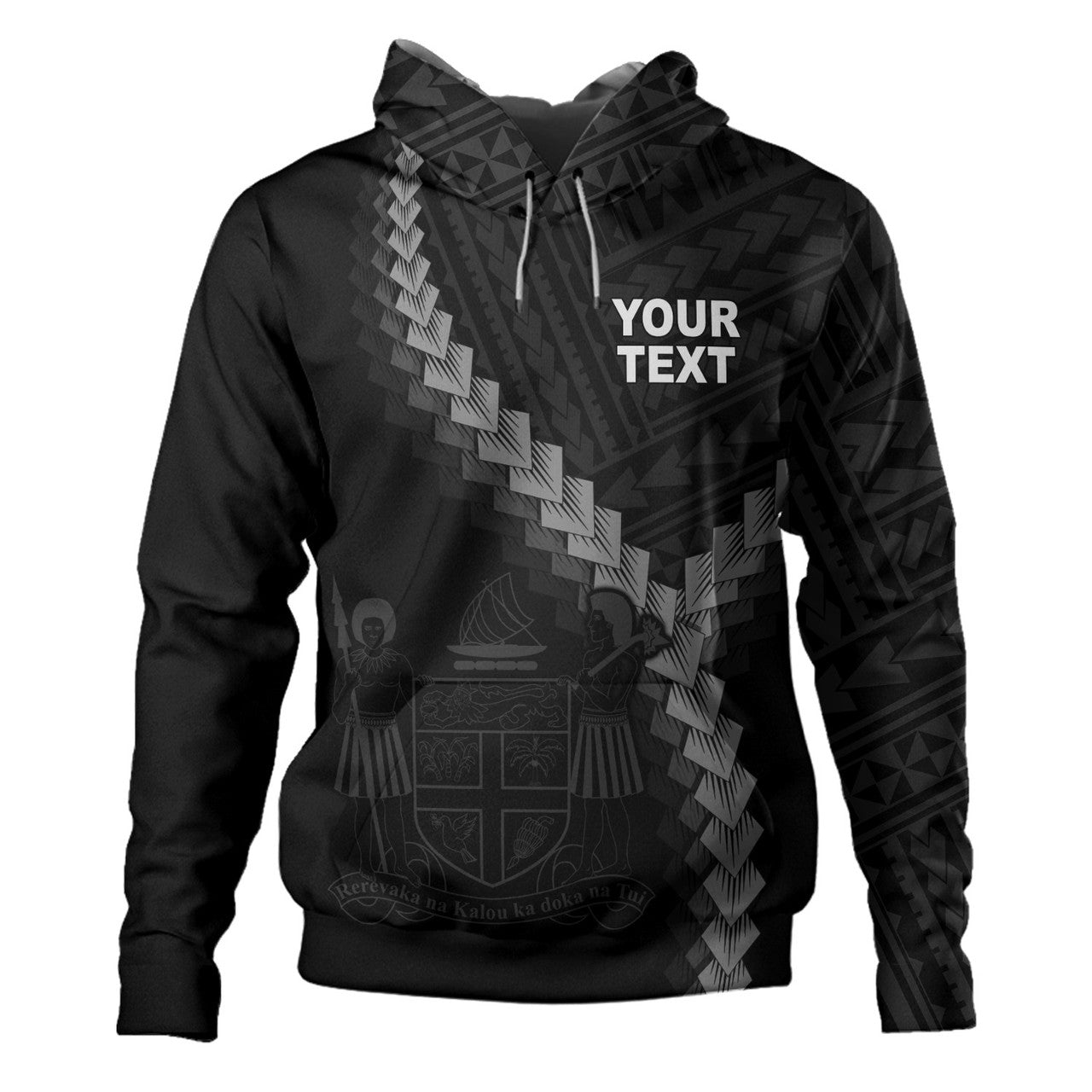 Personalised - Fiji Coat Of Arm Polynesian Tattoo Style Hoodie Unisex