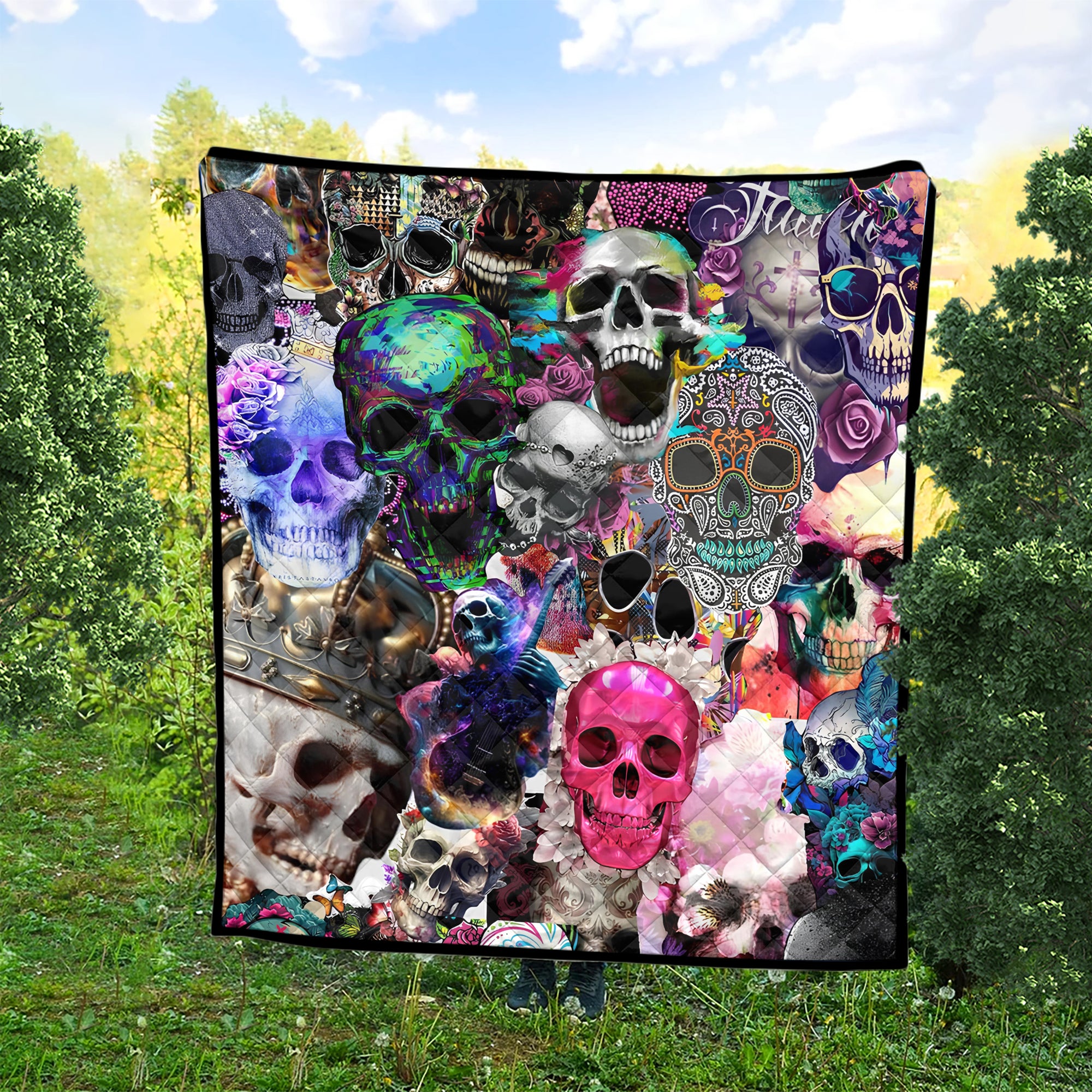 Skull Art Design Halloween Vibes Premium Quilt - TH02