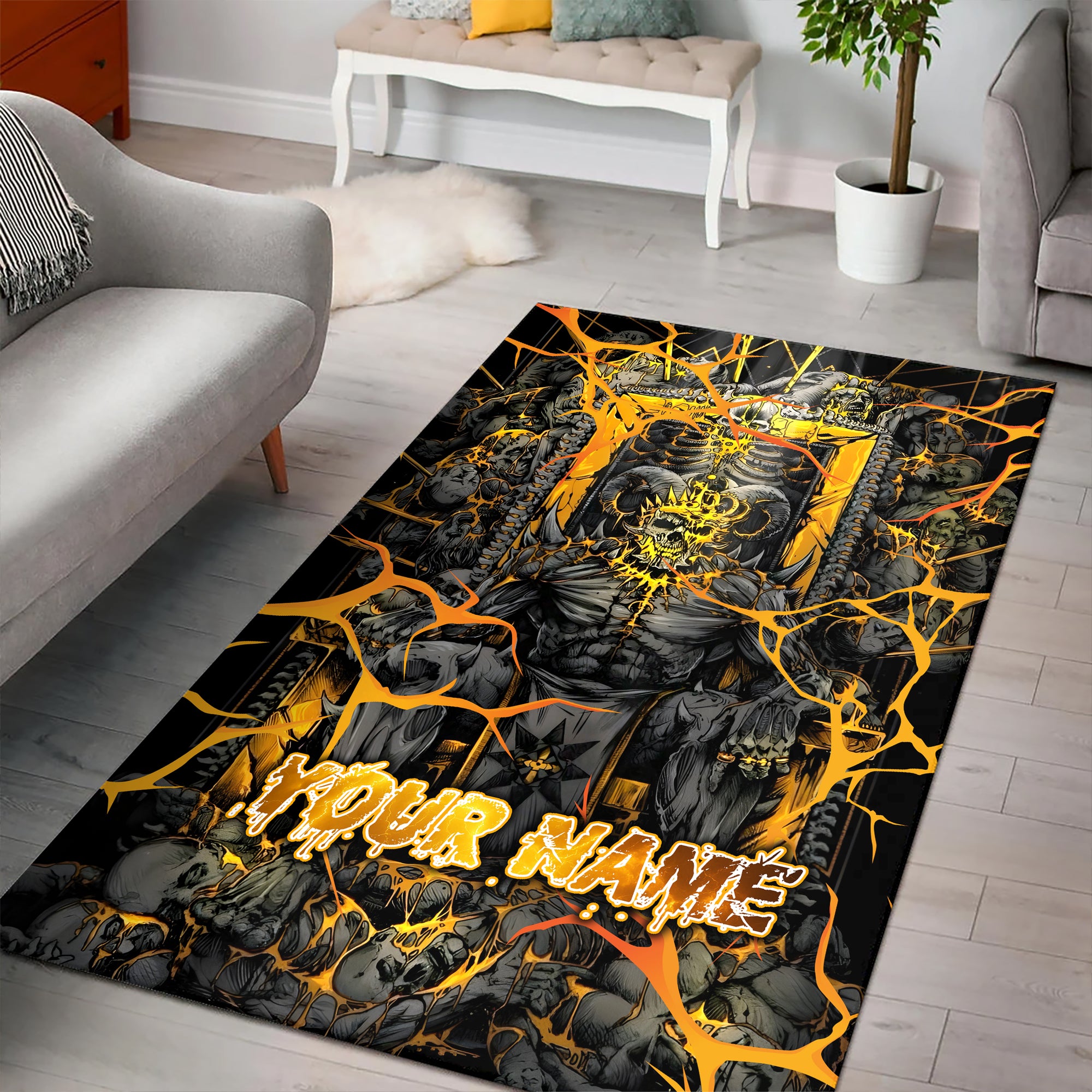 Personalised Dark Overlord Design Halloween Vibes Area Rug - TH02