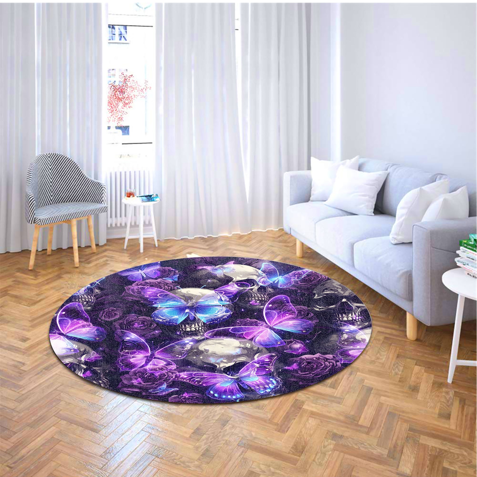 Nocturne Wings Design Halloween Vibes Round Rug - TH02