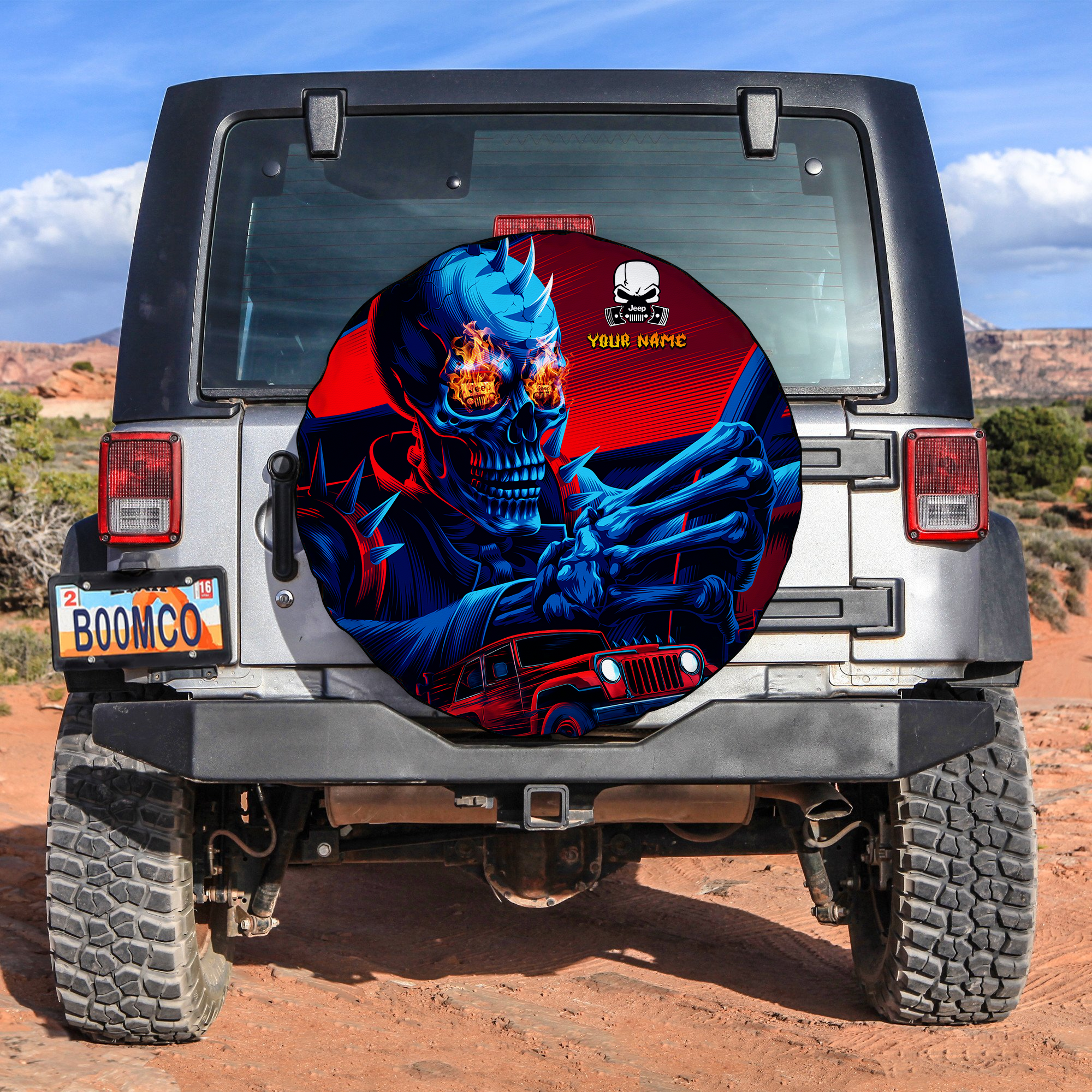 Personalized Jeep Phantom Hell Rider Spare Tire Cover