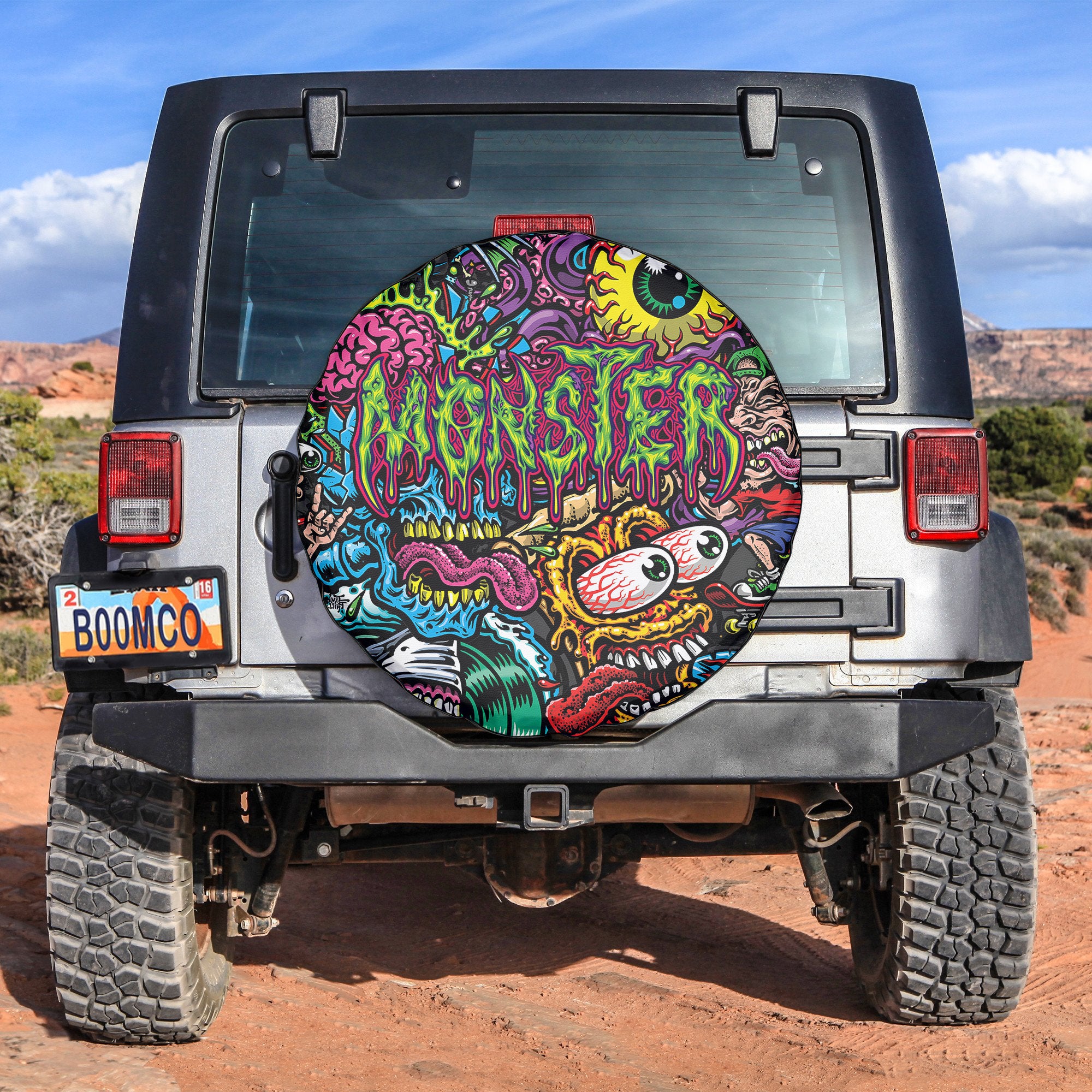 Monster Mashup Design Halloween Vibes Spare Tire Cover - TH02