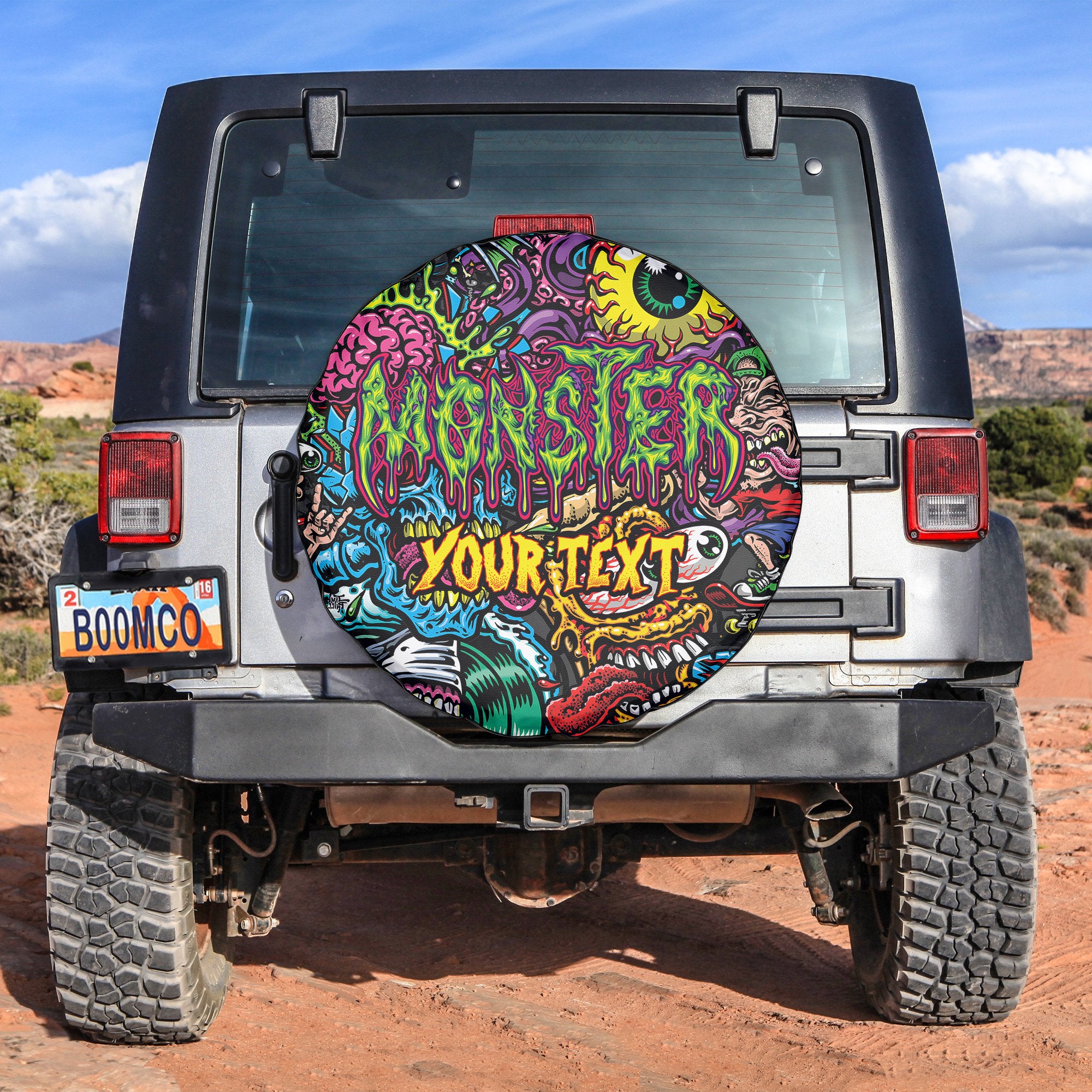 Personalised Monster Mashup Design Halloween Vibes Spare Tire Cover - TH02