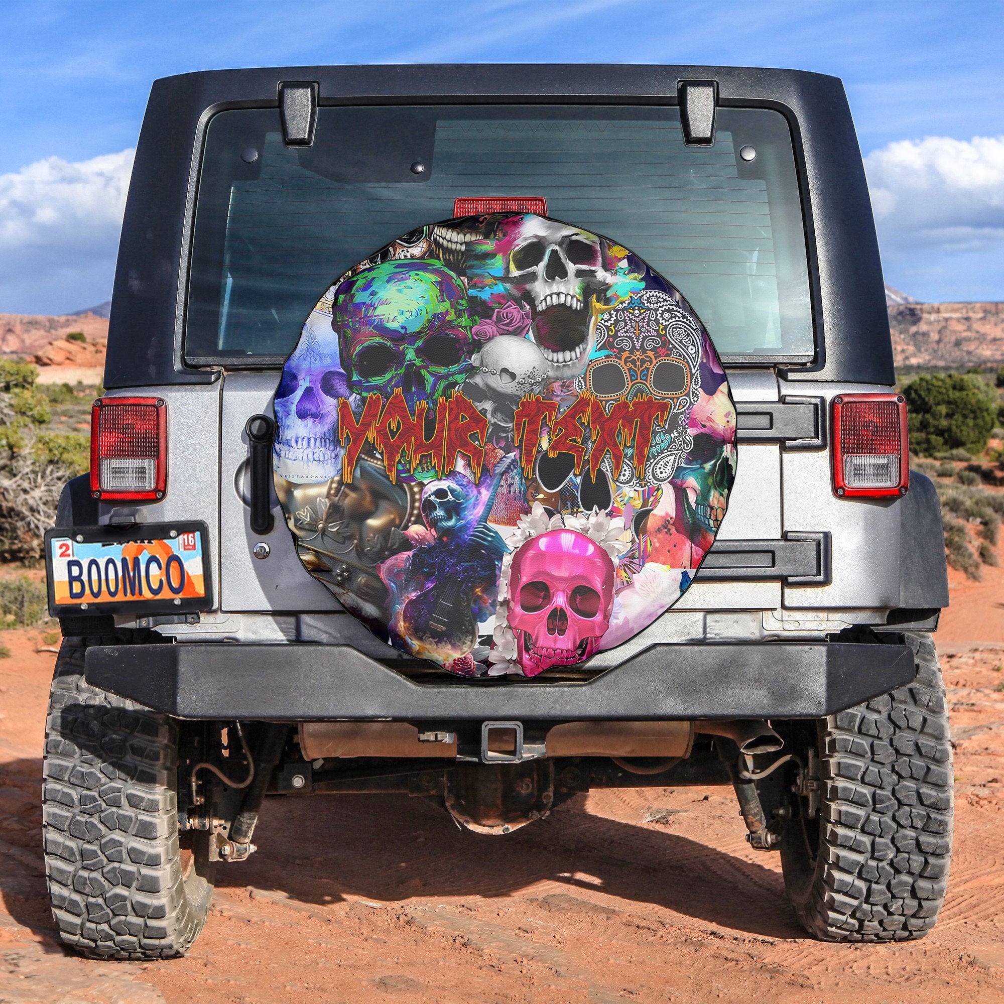 Personalised Skull Art Design Halloween Vibes Spare Tire Cover - TH02