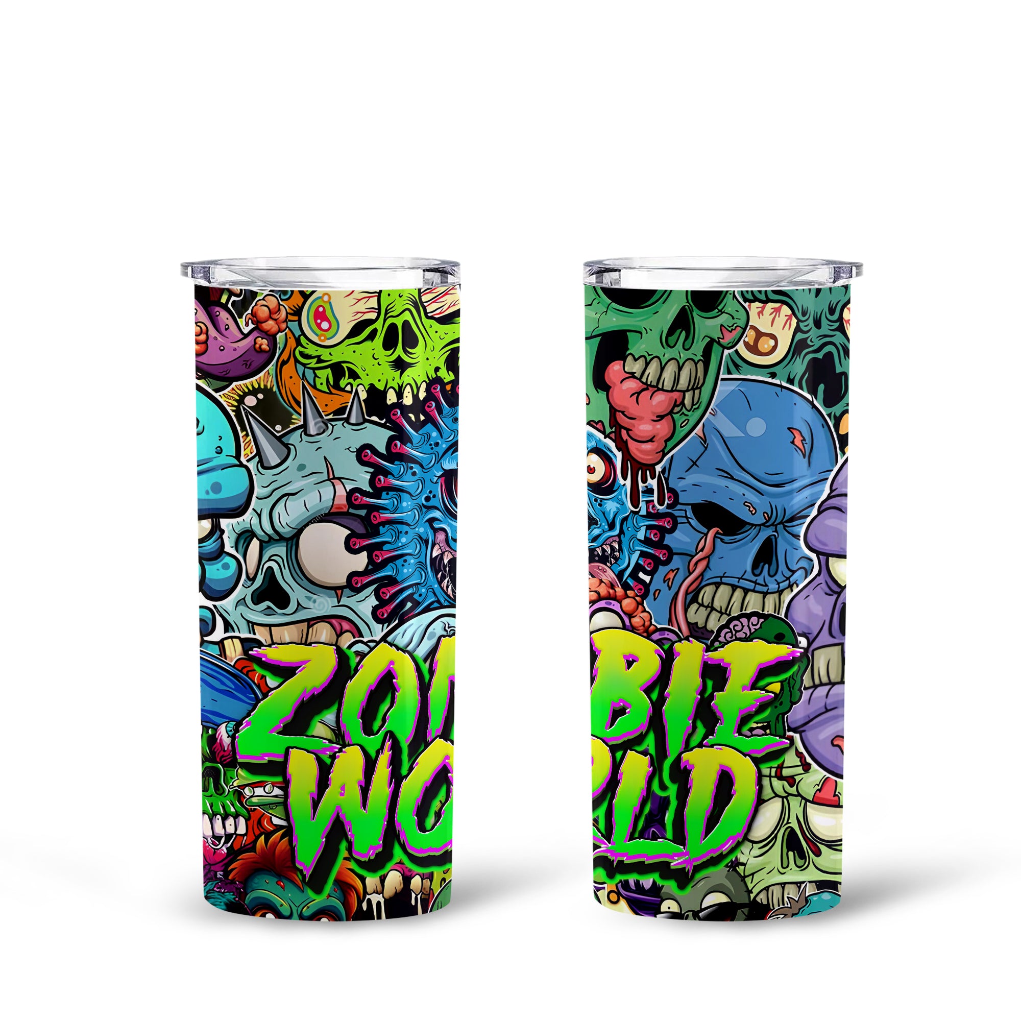 Zombie World Design Halloween Vibes Skinny Tumbler – 20oz - TH02