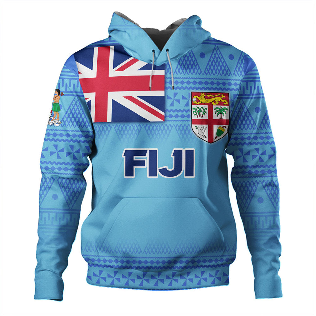 Fiji Flag Color With Traditional Patterns Hoodie Unisex