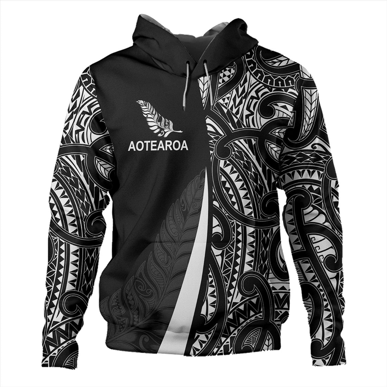 New Zealand Aotearoa Maori Pattern Silver Fern Hoodie For Men/Women