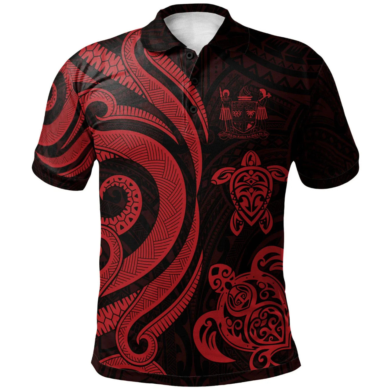Fiji Polynesian Red Tentacle Turtle Crest Polo Shirt Unisex