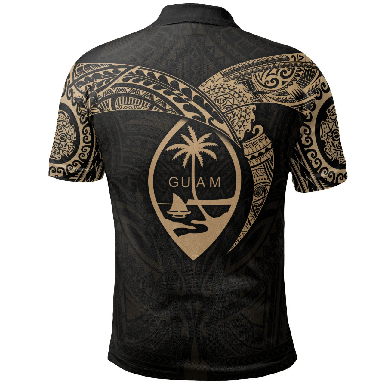 Guam Polynesian Gold Heart Shield Polo Shirt