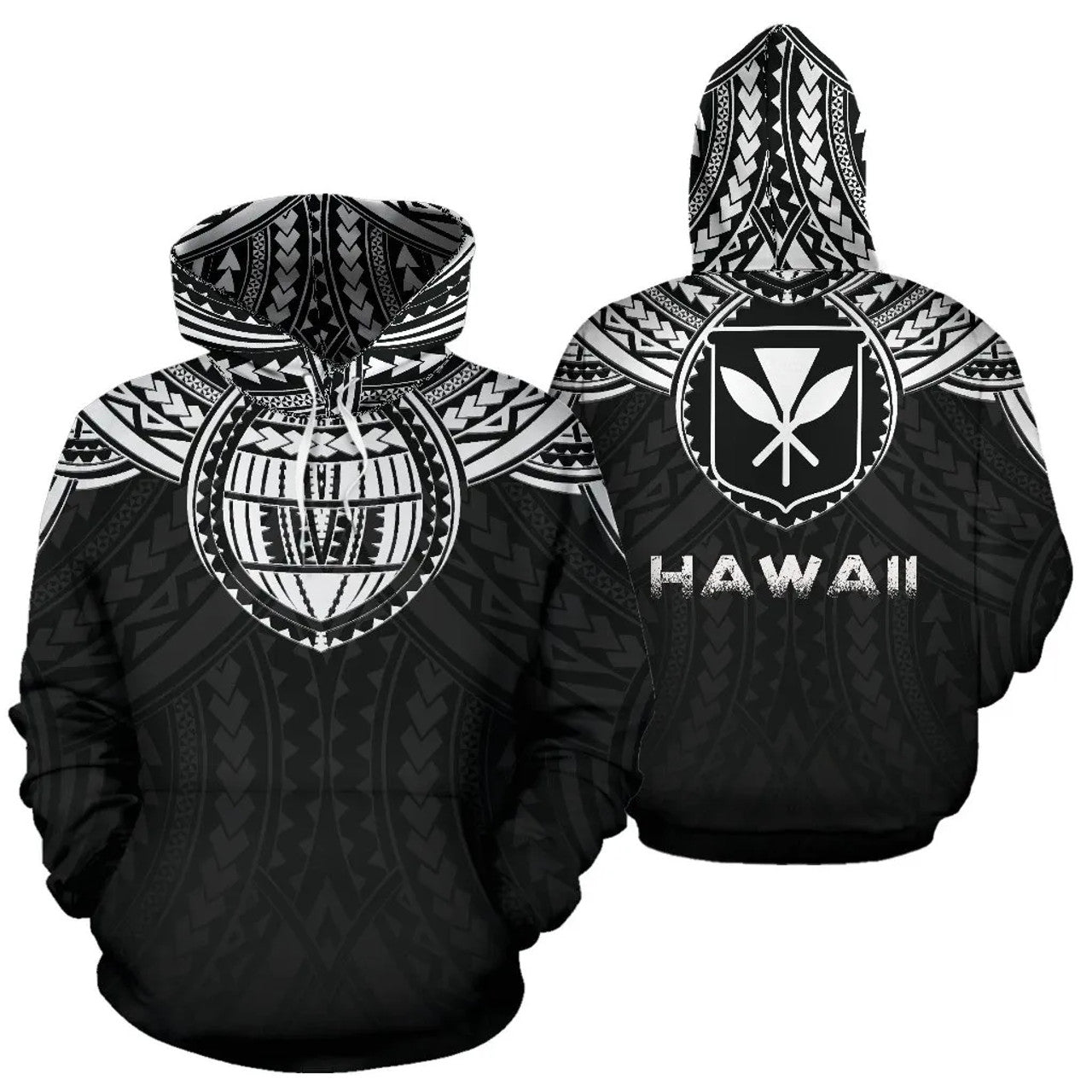 Hawaii Coat Of Arms With Polynesian Pattern Hoodie For Men/Women