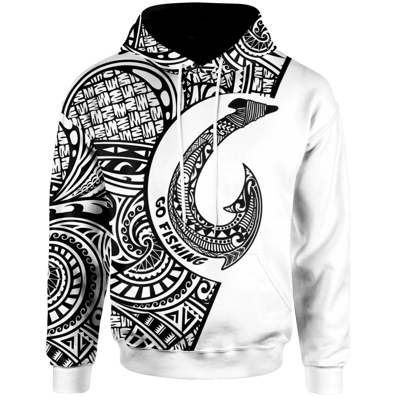 Hawaii Go Fishing Polynesian Pattern With White Hoodie For Men/Women