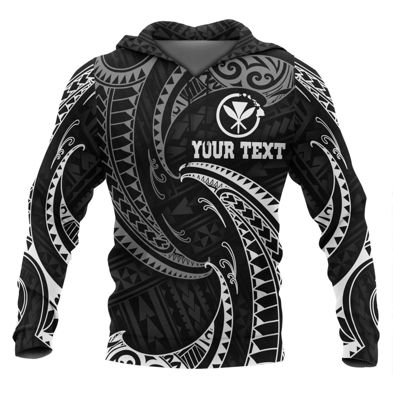 Personalised - Hawaii Polynesian With White Tribal Wave Hoodie For Men/Women