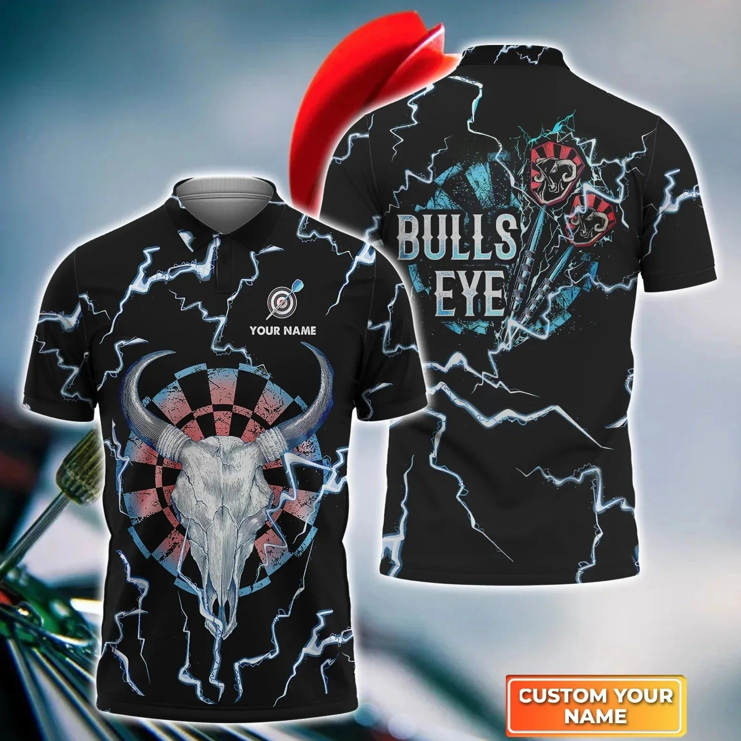 Personalised - Darts Bullseye Thunder Skull For Men/Women