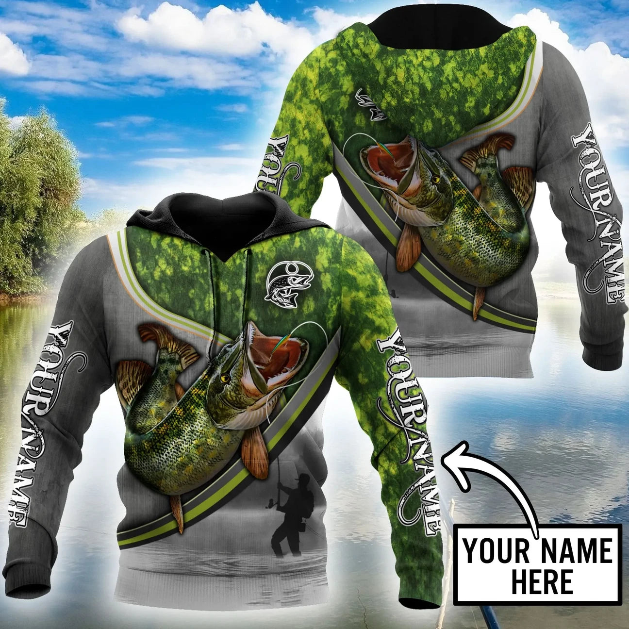 Personalized - Pike fishing Fisherman Hoodie Unisex