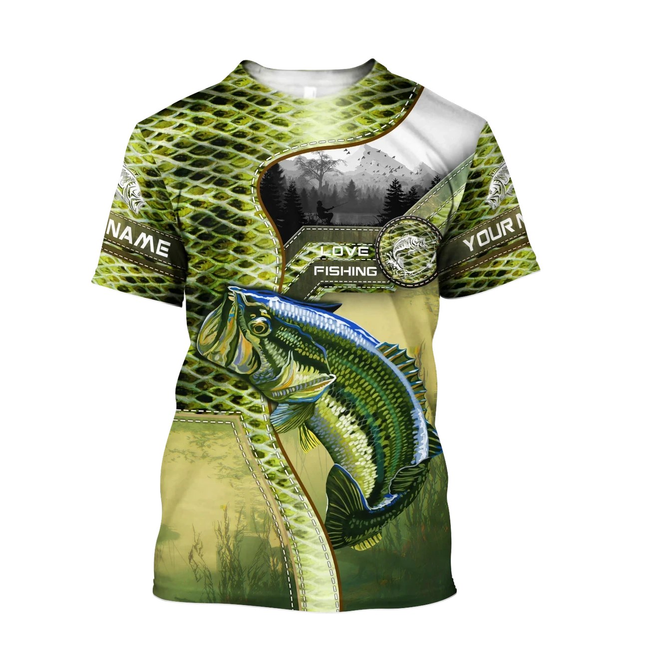 Personalized Bass Master Fishing Camo T-Shirt
