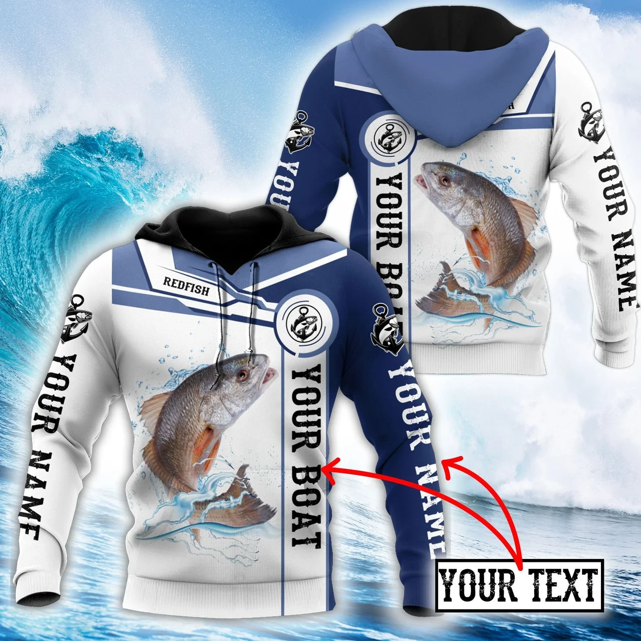 Personalized - Redfish Fishing Catch And Release Hoodie Unisex