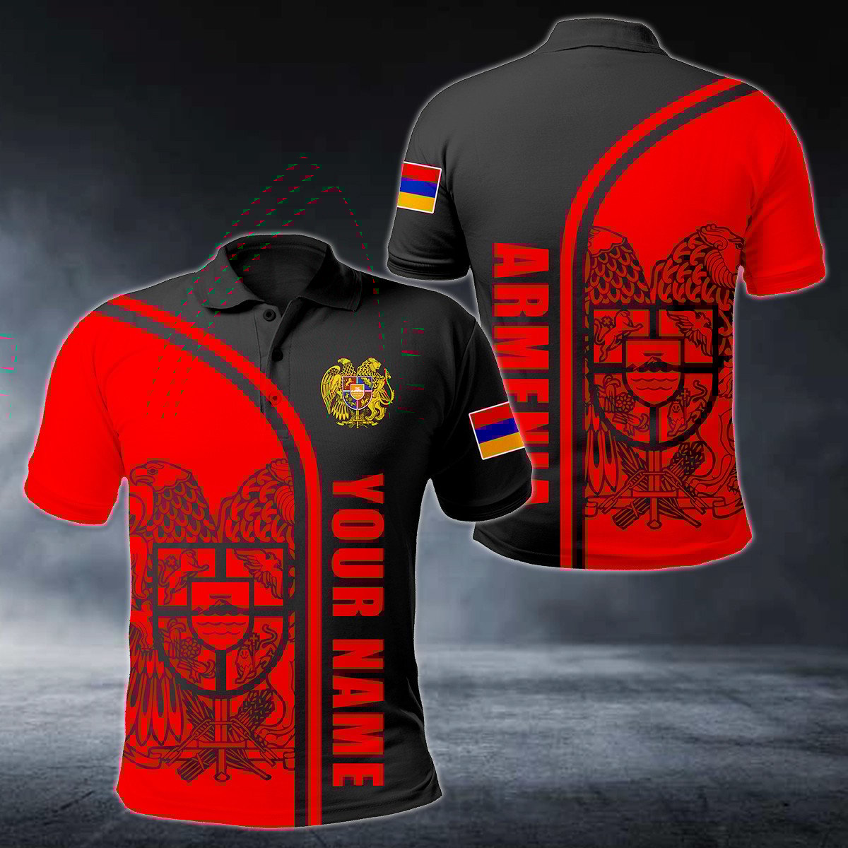 Personalised Armenia Half Black Polo Shirt - AL01