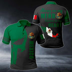 Personalised Mexico Forever In My Heart Skull Polo Shirt - AL01