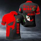 Personalised Mexico Forever In My Heart Skull Polo Shirt - AL01