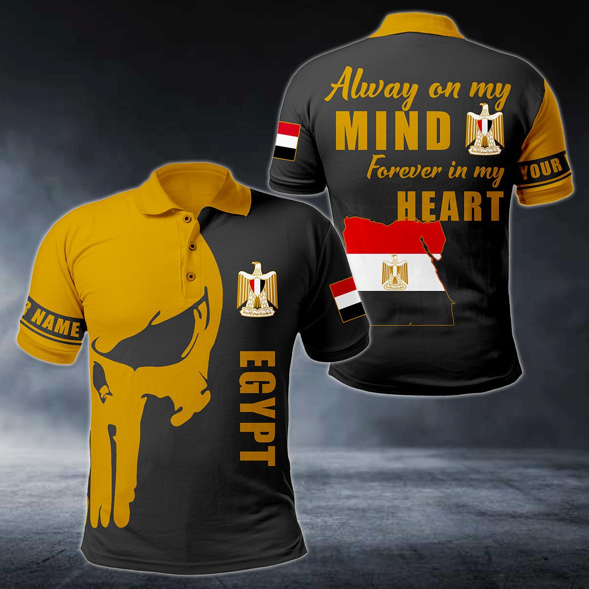 Personalised Egypt Forever In My Heart Skull Polo Shirt - AL01