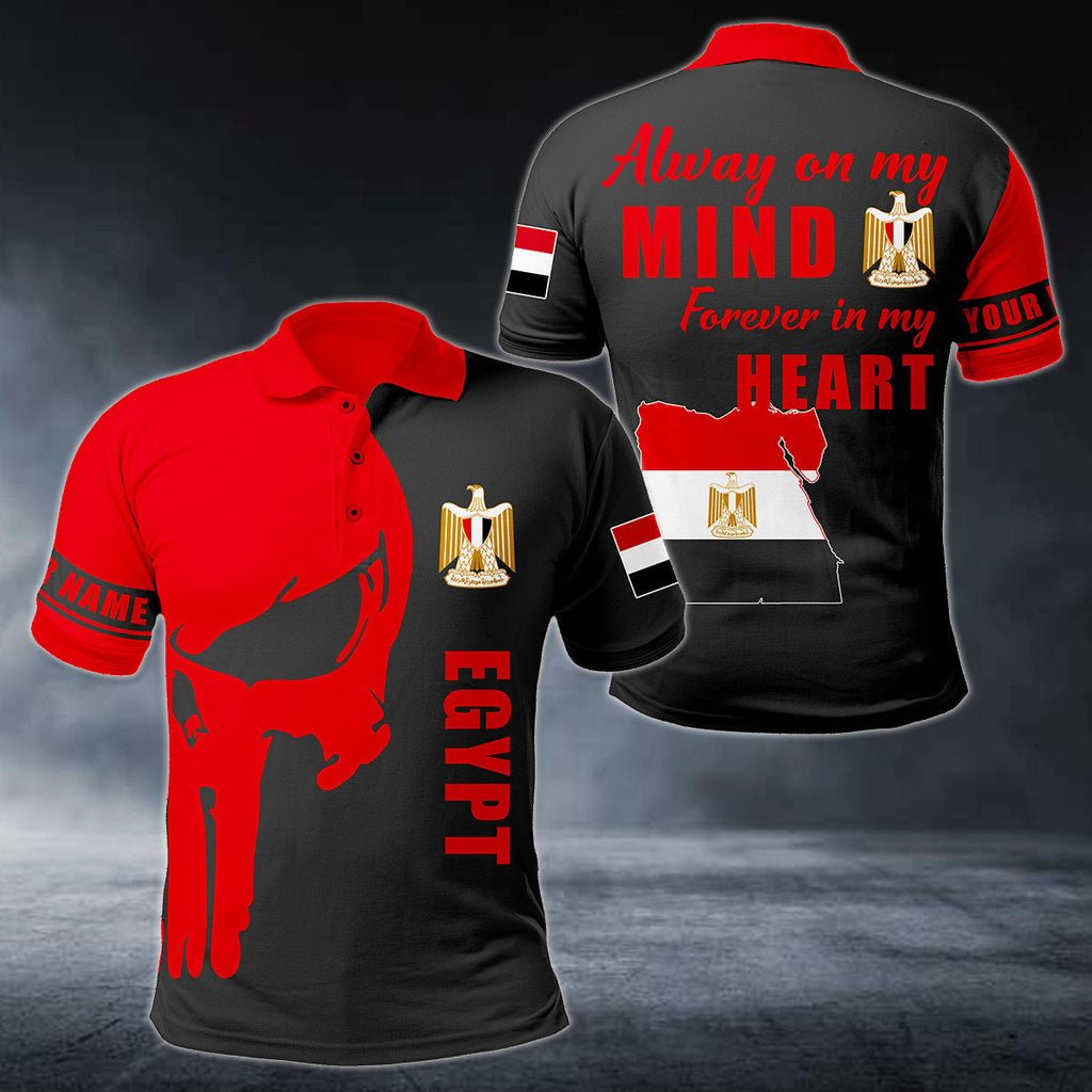 Personalised Egypt Forever In My Heart Skull Polo Shirt - AL01