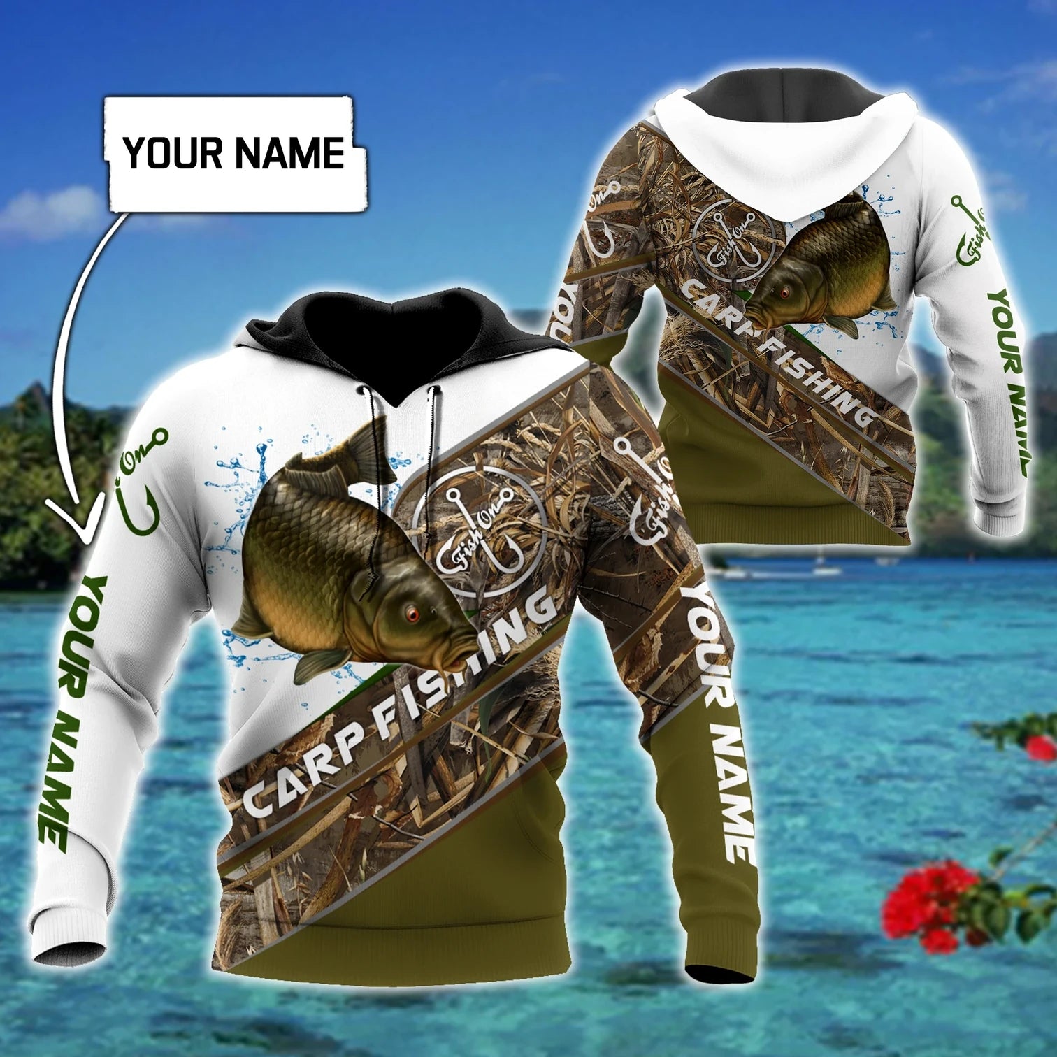 Personalized - Carp Fishing Camo Hoodie Unisex