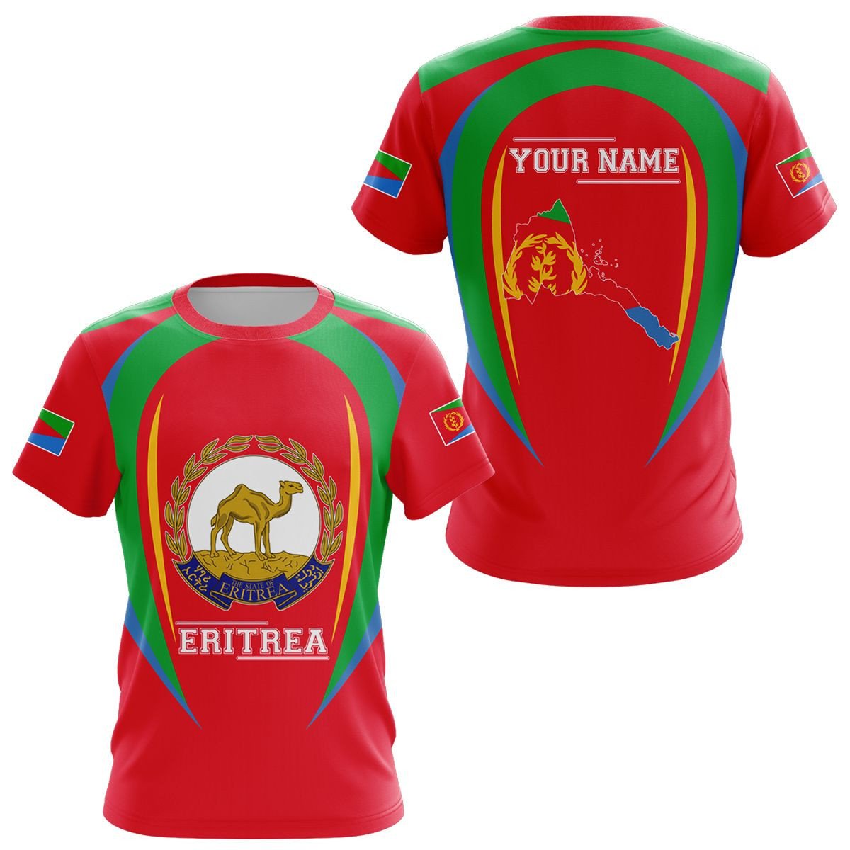 Personalised Eritrea Map & Coat Of Arms Unisex T-shirt - AL01
